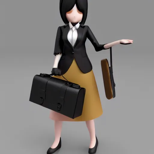 Prompt: cute fumo plush of a businesswoman with a briefcase, vray