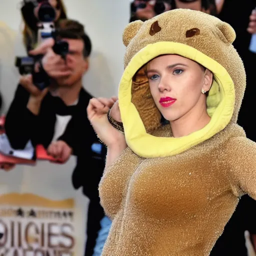 Image similar to scarlett johansson wearing a hamster costume