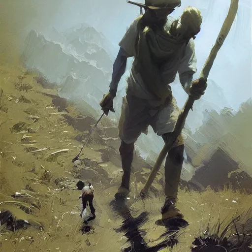 Image similar to Hiking cane, stick. by Craig mullins, Steve Purcell, Ralph McQuarrie. Trending on artstation. Centered image, no background