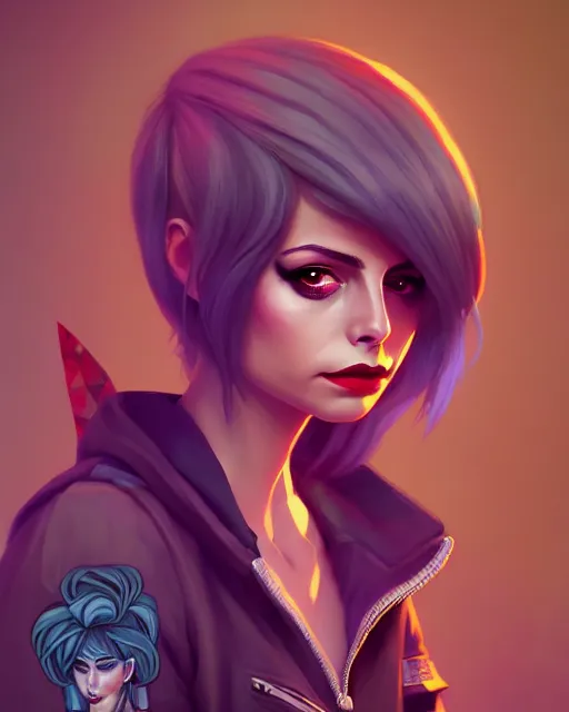 Image similar to a portrait of a beautiful willa holland as a punk, art by lois van baarle and loish and ross tran and rossdraws and sam yang and samdoesarts and artgerm, digital art, highly detailed, intricate, sharp focus, trending on artstation hq, deviantart, unreal engine 5, 4 k uhd image