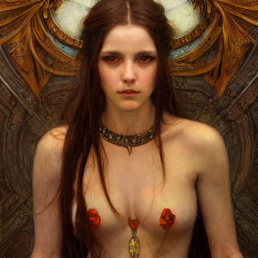 Image similar to a painting in the style of donato giancola, and in the style of tom bagshaw, and in the style of john william waterhouse. smooth, sharp focus, semi - realism.