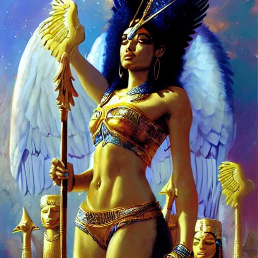 Prompt: queen goddess isis, high fantasy, by john berkey, by peter mohrbacher, renaissance expressionism master study