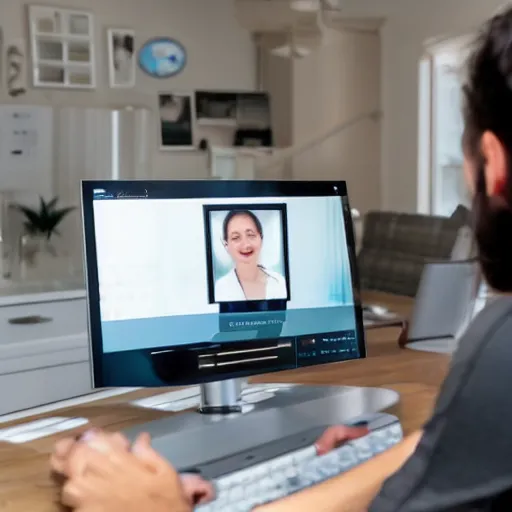 Image similar to A person using a computer watching themselves use a computer watching themselves use a computer