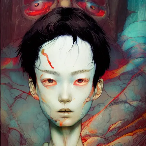 Image similar to prompt : doomer portrait soft light painted by james jean and katsuhiro otomo and erik jones, inspired by akira anime, smooth face feature, intricate oil painting, high detail illustration, sharp high detail, manga and anime 1 9 9 9