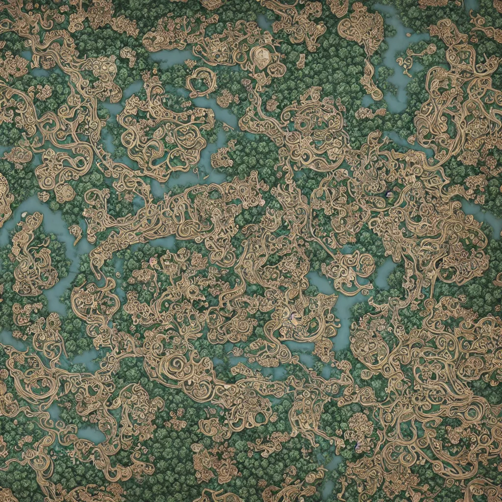 Image similar to intricate baroque kawaii cartography map of a fantasy world : : terrain cartography, fantasy aesthetic, autodesk 3 d rendering, v - ray collection, maverick studio, arnold 3 d render, blender render, indigo renderer, redshift render, enscape render, maxwell render, luxcorerender, renderman, lumion render, marmoset render