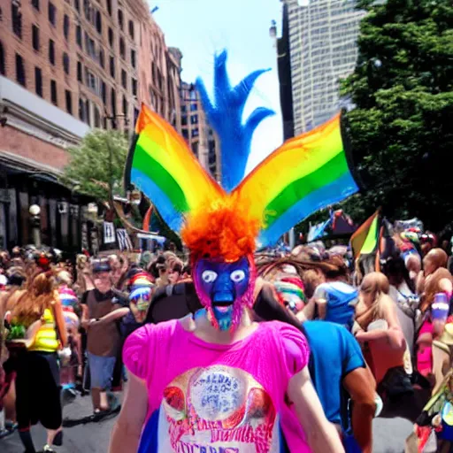 Image similar to The Babadook at a pride parade, photograph