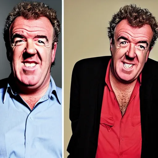 Image similar to Jeremy Clarkson with a mouth shaped as a horn.