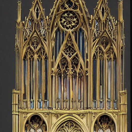 Image similar to ornate gothic organ console, designed by alan lee and john howe, detailed color concept art sketch