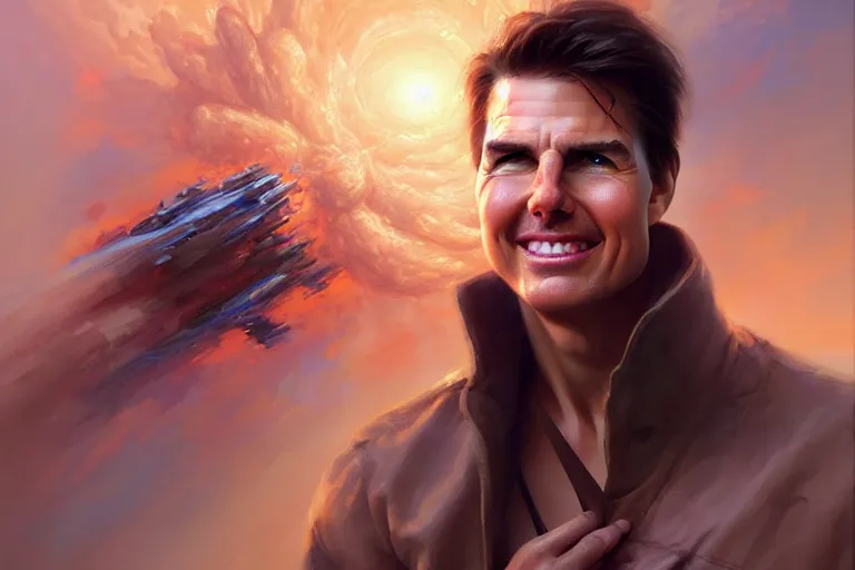 Prompt: tom cruise morphing into a happy potato, hyper detailed, digital art, artstation, cinematic lighting, studio quality, smooth render, by peter mohrbacher, hajime sorayama, boris vallejo, craig mullins