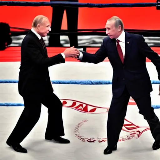 Image similar to biden and putin boxing against each other