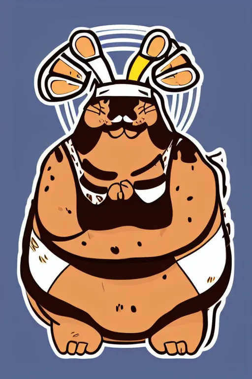 Image similar to Portrait of a cat as a sumo wrestler, sticker, colorful, illustration, highly detailed, simple, smooth and clean vector curves, no jagged lines, vector art, smooth