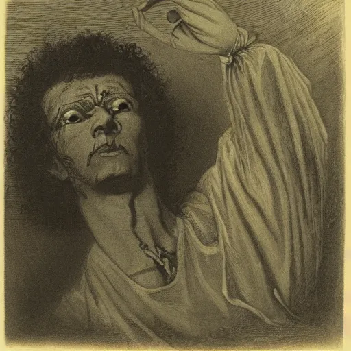 Image similar to alexander pushkin undead, painted by gustav dore