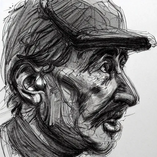 Image similar to a realistic yet scraggly portrait sketch of the side profile of a stern and sophisticated jerma 9 8 5, trending on artstation, intricate details, in the style of frank auerbach, in the style of sergio aragones, in the style of martin ansin, in the style of david aja, in the style of mattias adolfsson