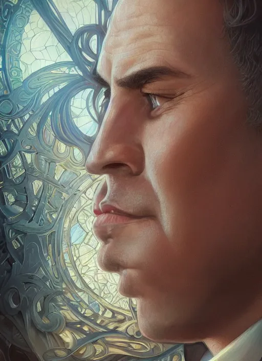 Prompt: beautiful benjamin netanyahu, elegant, closeup, fantasy, intricate, elegant, highly detailed, digital painting, artstation, concept art, matte, sharp focus, illustration, art by artgerm and greg rutkowski and alphonse mucha