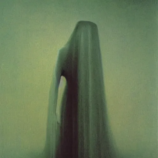 Image similar to movie still from her, painted by zdzislaw beksinski