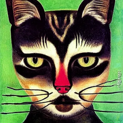 Prompt: house cat by Frida Kahlo