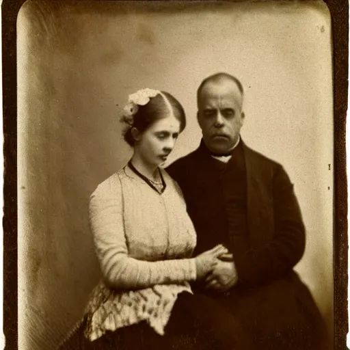 Image similar to tintype photo of homer simpson and marge simpson from the simpsons by julia margaret cameron 1 8 8 0 s, realistic, body shot, sharp focus, 8 k high definition, insanely detailed, intricate, elegant, cherry blossoms