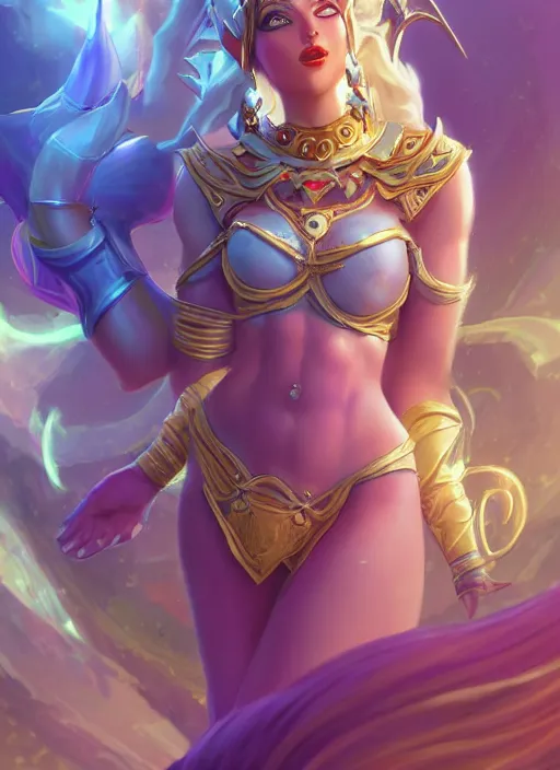 Image similar to divine soraka, from league of legends, health supporter, hyper detailed, pawg, digital art, trending in artstation, cinematic lighting, studio quality, smooth render, unreal engine 5 rendered, octane rendered, art style by klimt and nixeu and ian sprigger and wlop and krenz cushart