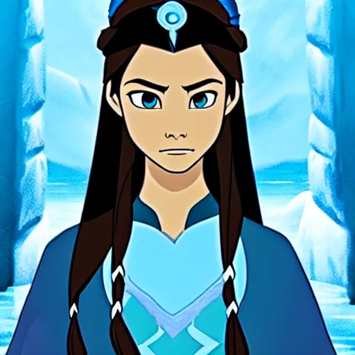 Image similar to A portrait of Katara of the Southern Water Tribe from Avatar the Last Airbender in the movie Frozen (2013), medium shot, mid-shot, hyperdetailed, 8k,