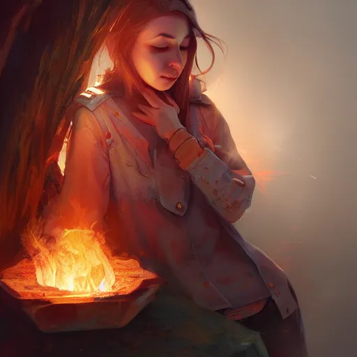 Prompt: its just a burning memory , digital art by Mandy Jurgens and Irina French and Heraldo Ortega , hyperdetailed, artstation, cgsociety