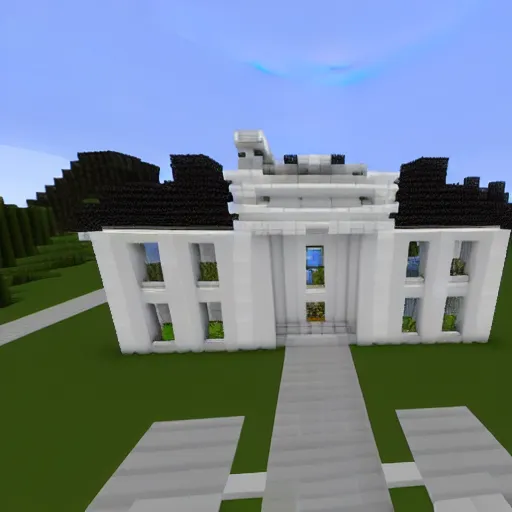 Prompt: the white house in minecraft