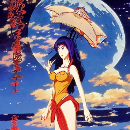 Prompt: multiple beautiful anime waifus, by Robert McCall