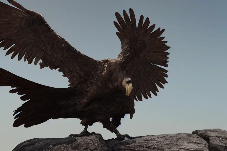 Prompt: a strong vulture next to a malnourished hawk. ultra-detailed, 8k, octane render