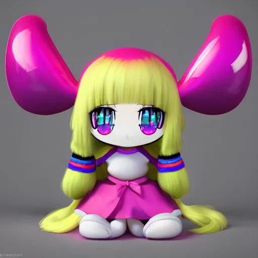 Prompt: cute fumo plush of a blob googirl, chibi monster girl, stylized shiny reflective refractive transparent liquid melty bubblegum pbr gel material, vray