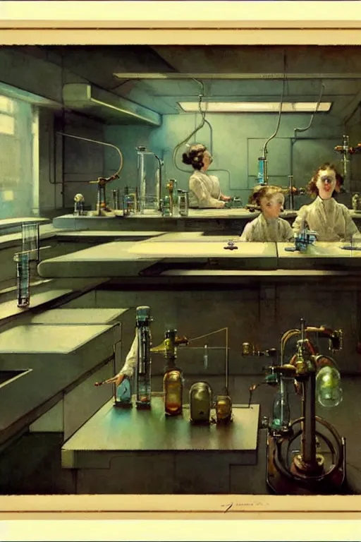 Image similar to ( ( ( ( ( 1 9 5 0 s retro science fiction laboratory interior scene. muted colors. ) ) ) ) ) by jean - baptiste monge!!!!!!!!!!!!!!!!!!!!!!!!!!!!!!