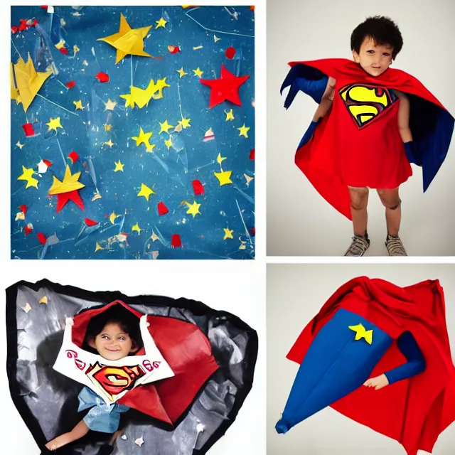 Image similar to rocket boots, superhero cape, sheet music, a piano, a parachute, confetti, origami paper, neo - impressionist, surrealism