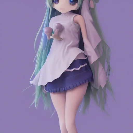 Image similar to cute fumo plush girl who glows in the dark, light blue, light propagation through dense medium, volume rendering, vray, anime girl