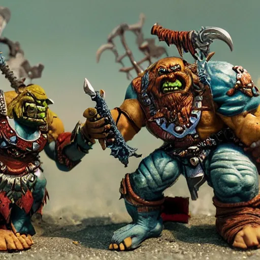 Image similar to orcs from warhammer at the beach enjoying a bbq,