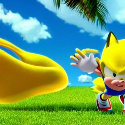 Image similar to Sonichu in the movie Sonic, movie still