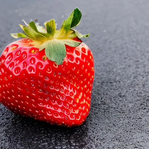 Prompt: super wide shot of giant strawberry on red square, 4 k