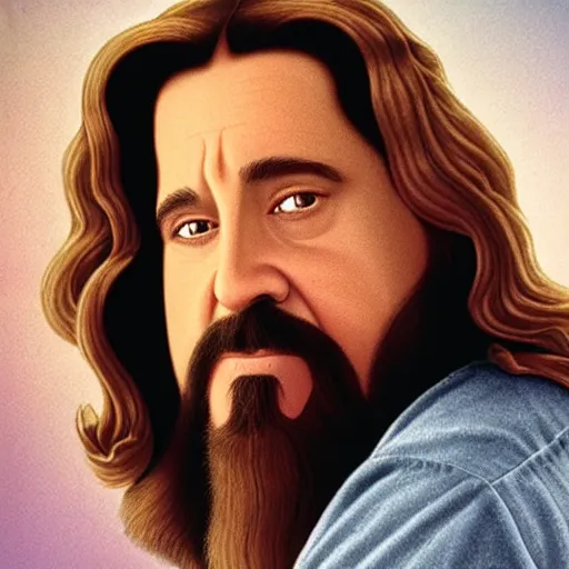 Image similar to jesus christ but as the dude from the big lebowski