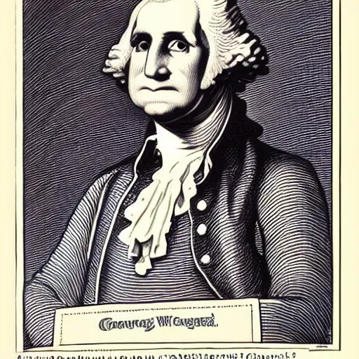 Image similar to George Washington as drawn by R. Crumb