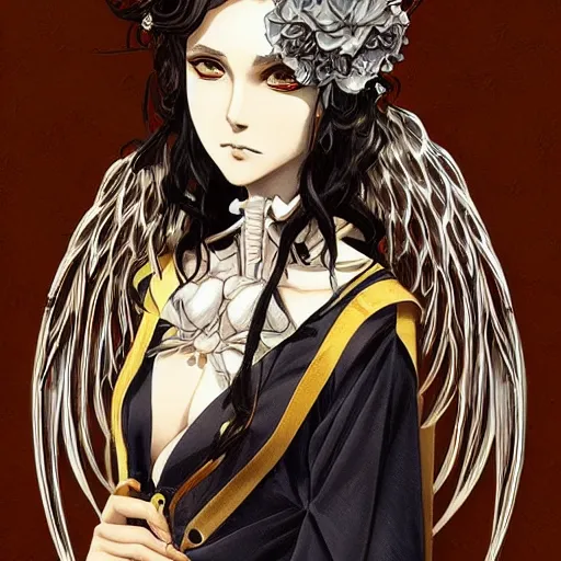 Prompt: anime manga skull portrait young woman skeleton, intricate, regal, angel, stormy elegant, highly detailed, digital art, ffffound, art by JC Leyendecker and sachin teng