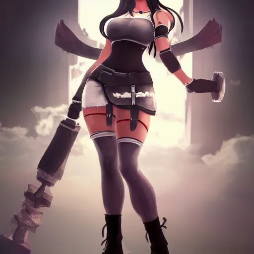 Image similar to tifa as a goddness,artstation