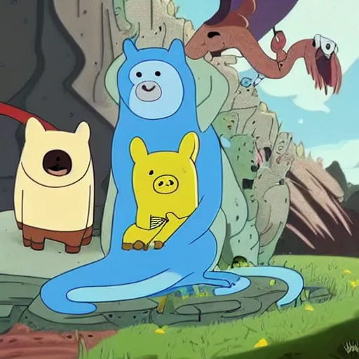Prompt: fantasy episode with animals from the series Adventure Time