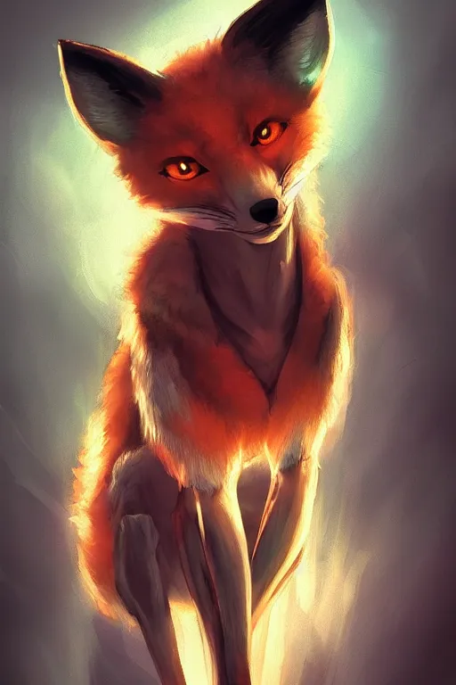 Image similar to a fox fursona, trending on artstation, by kawacy, furry art, digital art, cyberpunk, high quality, backlighting