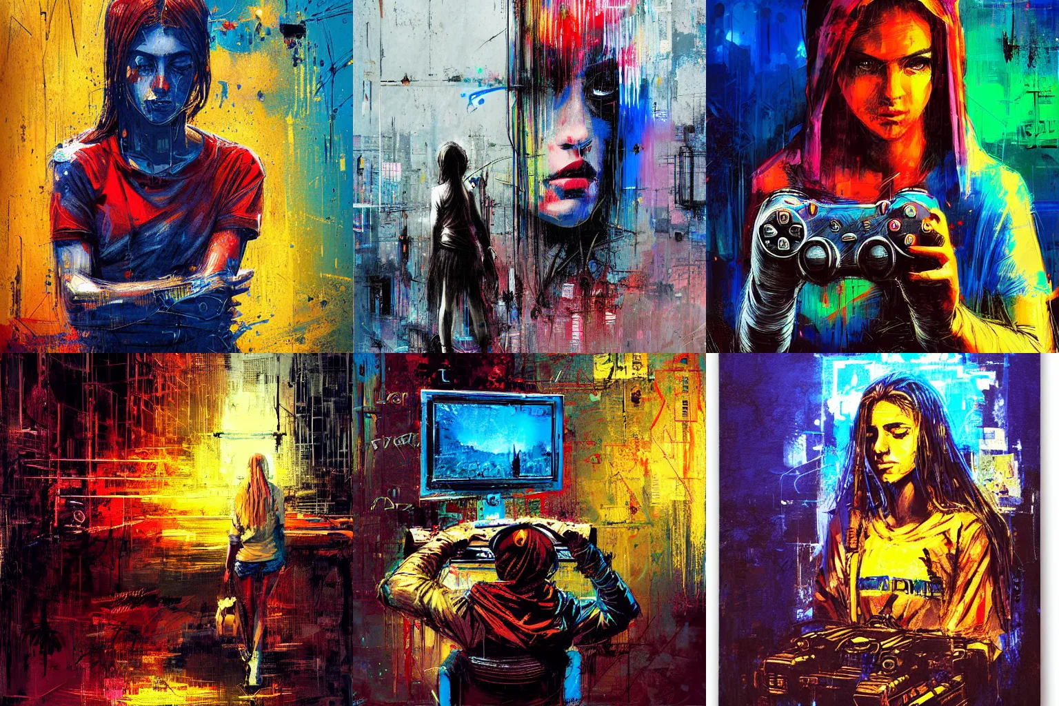 Prompt: our lady of videogames by Alena Aenami by Guy Denning