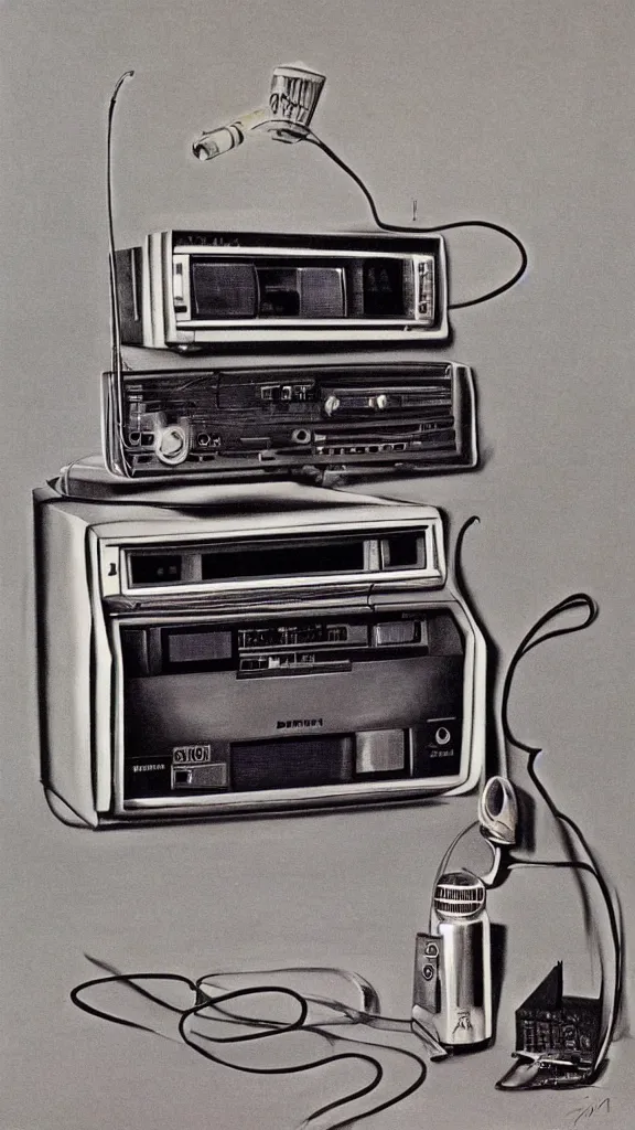 Image similar to 1 9 8 0 s airbrush surrealism illustration of a radio by dennis magdich