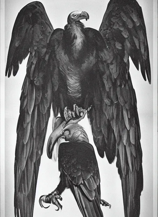 Image similar to vulture look in 1940s propaganda poster, full hd