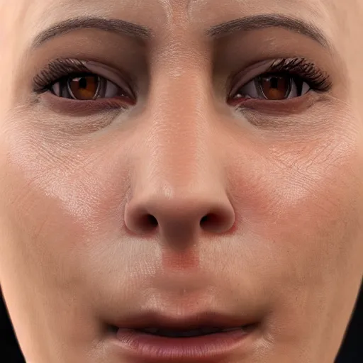 Prompt: a close up of a bald woman with olive skin, a character portrait by Eve Ryder, cgsociety, photorealism, unreal engine 5, unreal engine, prerendered graphics