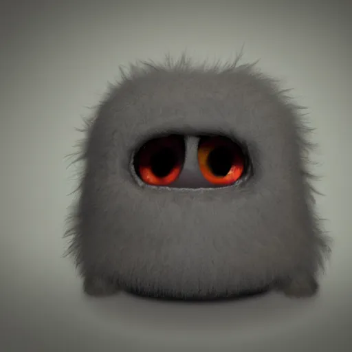 Image similar to small fluffy sad cute monster with big eyes, lsd - color, 3 d, photorealistic, ultra - details, trending on artstation