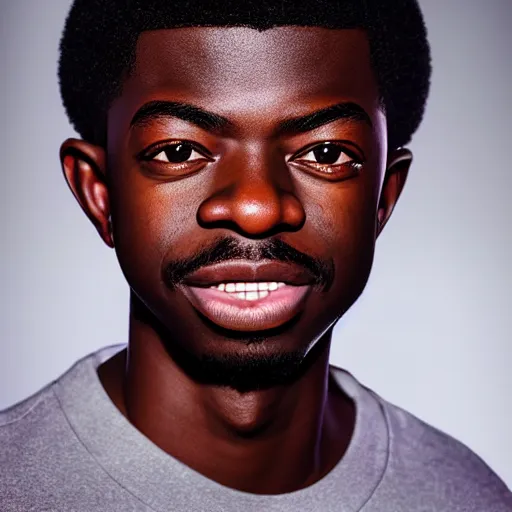 Prompt: a studio photograph of lil nas x,professional photography,studio lighting,studio photo,professional lighting,3 point lighting,dramatic,4k,detailed face,hyperdetailed,photorealistic,digital art,ultra realistic,ultra detailed,art by greg rutkowski