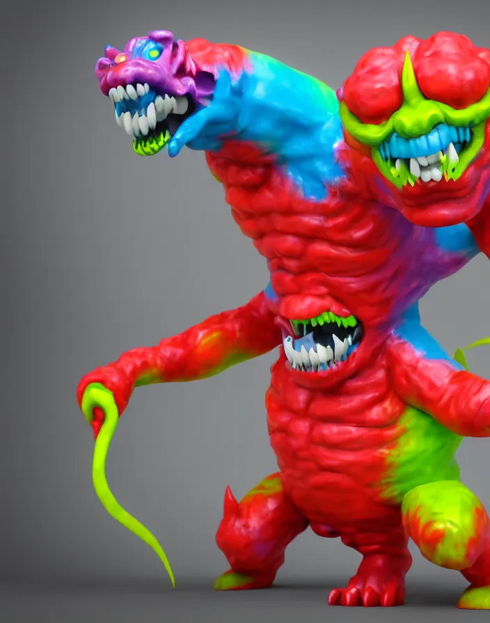 Prompt: 3 d render of a colorful kaiju!!! sofubi!!!! promo shots 4 k photography