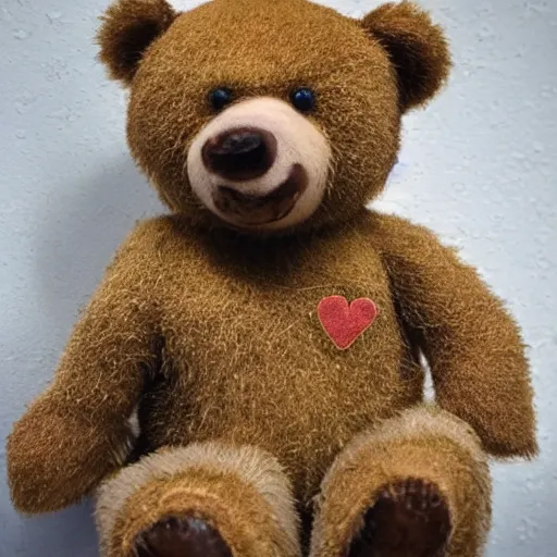 Image similar to a teddybear holding a heart in its hands