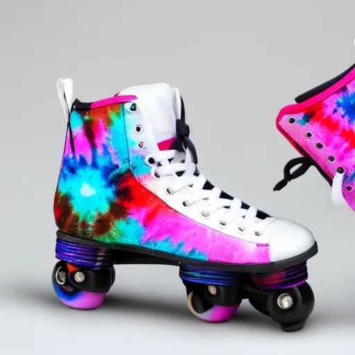 Image similar to tie - die roller skates on a white background