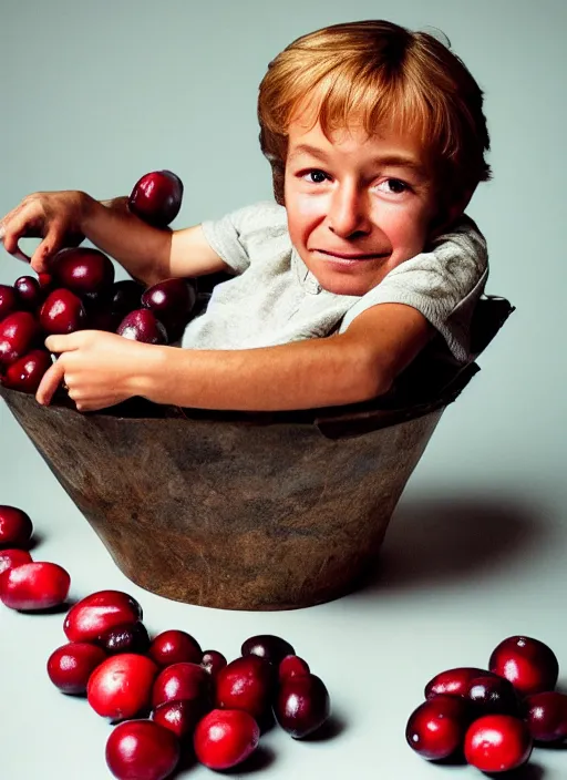 Image similar to tiny bryan cranston sitting inside a cranberry, food photography, natural light, sharp, detailed face, magazine, press, photo, steve mccurry, david lazar, canon, nikon, focus